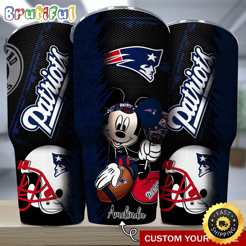 Custom Name NFL New England Patriots Tumbler Mickey Tumbler Art For Sports Fan dqgk0q.jpg