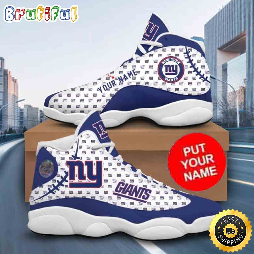 NFL New York Giants Logo Pattern Custom Name Air Jordan 13 Shoes