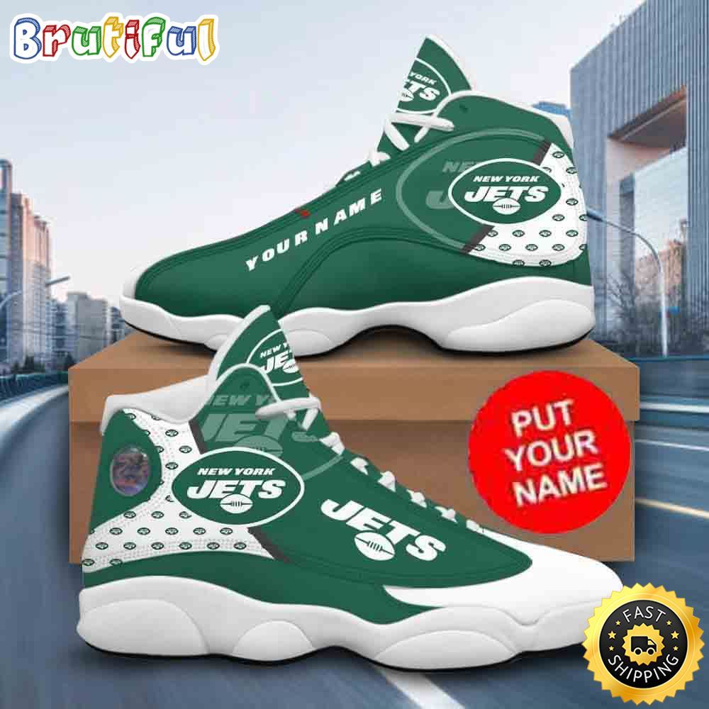 NFL New York Jets Custom Name Air Jordan 13 Shoes