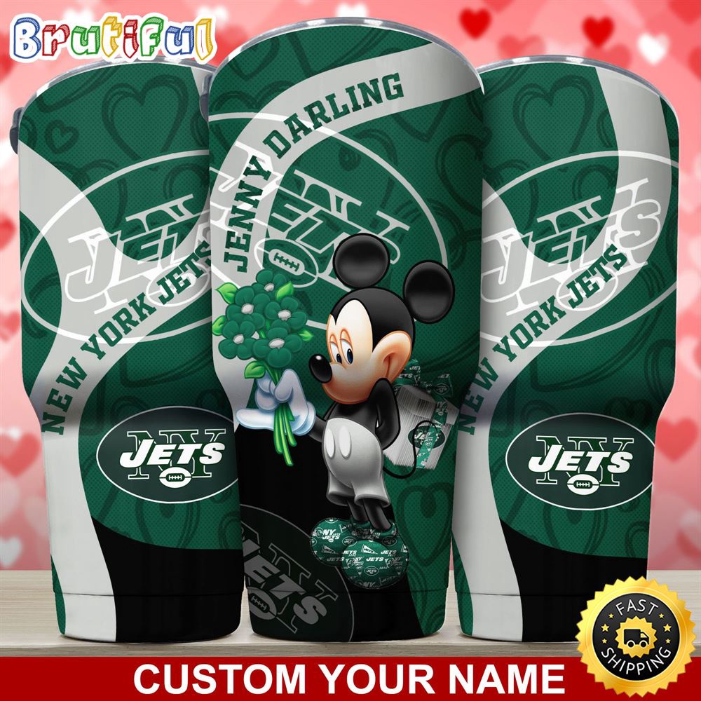 Custom Name NFL New York Jets Tumbler Nfl Mickey Mouse Tumbler For Your Darling This Valentine nqaqhv.jpg