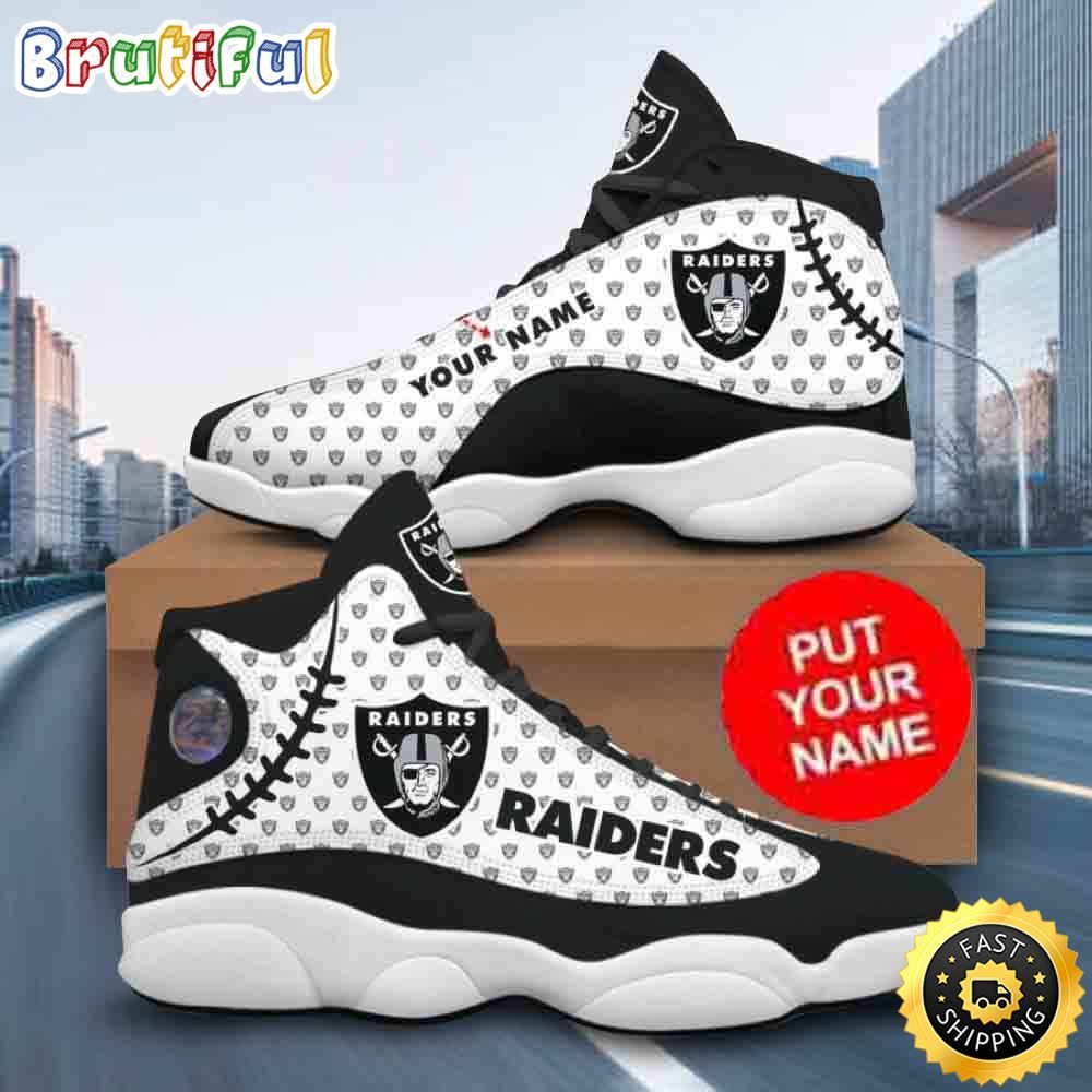 NFL Oakland Raiders Custom Name Air Jordan 13 Shoes