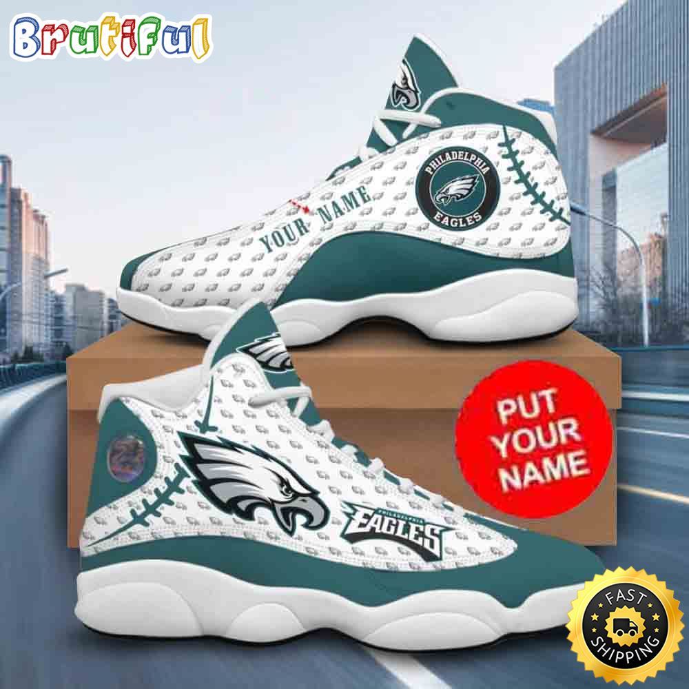 NFL Philadelphia Eagles Logo Pattern Custom Name Air Jordan 13 Shoes