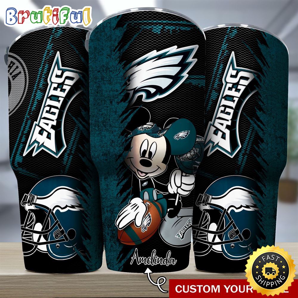 Custom Name NFL Philadelphia Eagles Tumbler Mickey Tumbler Art For Sports Fan mlmsxy.jpg