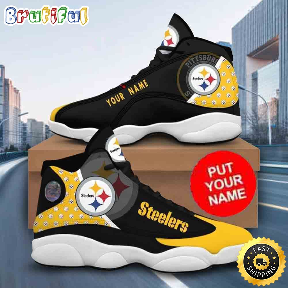 NFL Pittsburgh Steelers Custom Name Air Jordan 13 Shoes