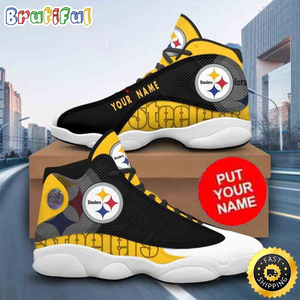 NFL Pittsburgh Steelers Baseball Logo Custom Name Air Jordan 13 Shoes