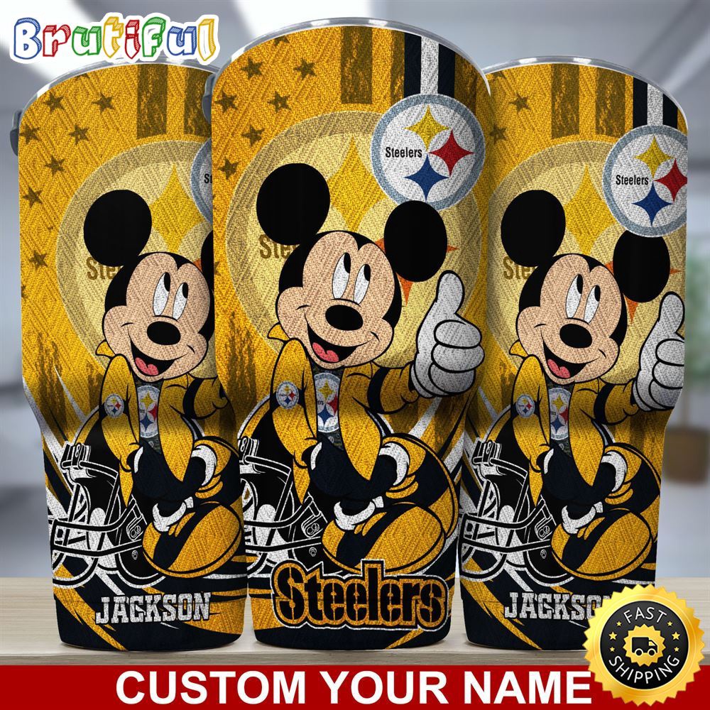 Custom Name NFL Pittsburgh Steelers Tumbler Mickey Mouse Tumbler For You v4okno.jpg