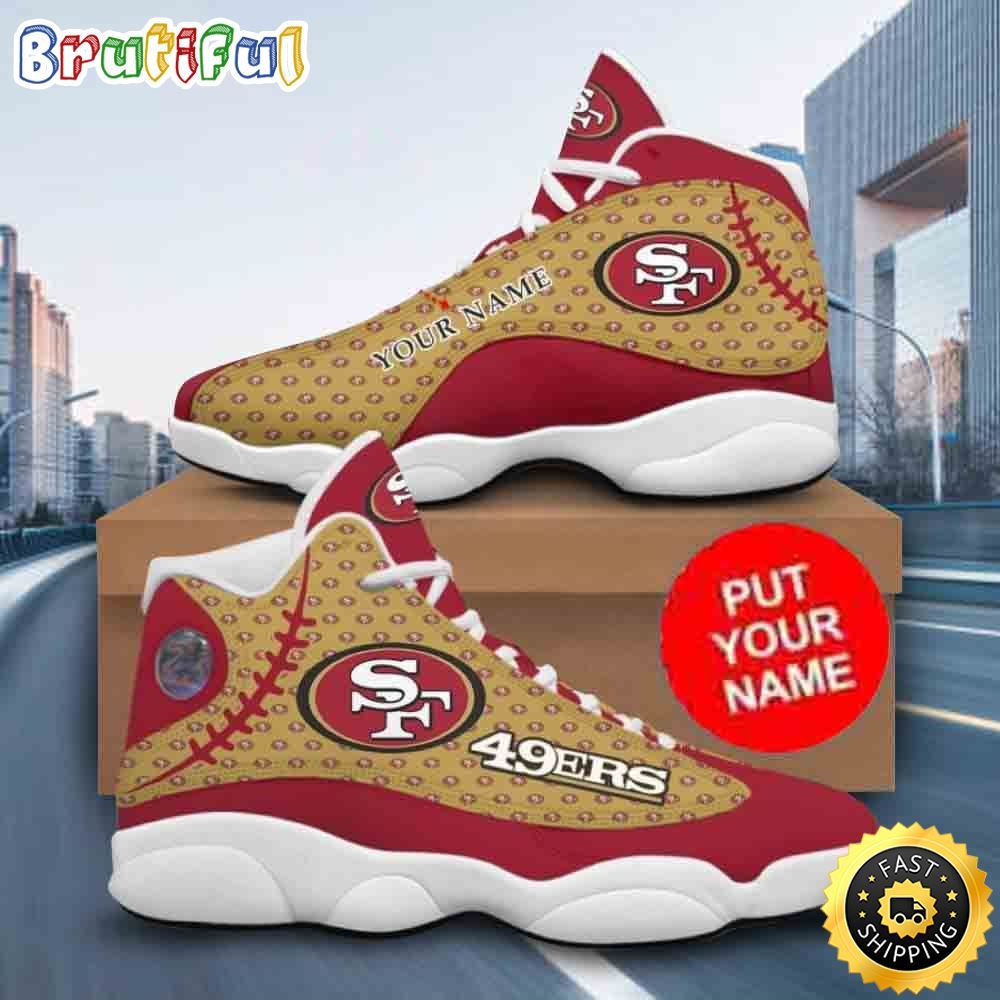 NFL San Francisco 49ers Logo Pattern Custom Name Air Jordan 13 Shoes