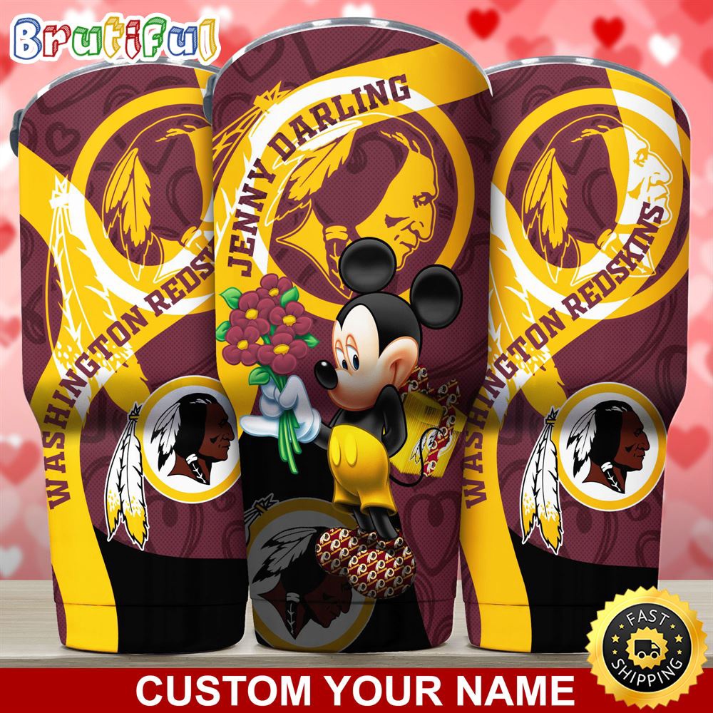 Custom Name NFL Washington Commanders Tumbler Nfl Mickey Mouse Tumbler For Your Darling This Valentine auwazl.jpg