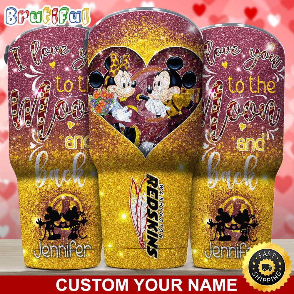 Custom Name NFL Washington Commanders Tumbler Nfl Mickey Tumbler Love You To The Moon And Back For This Valentine dvbw4w.jpg