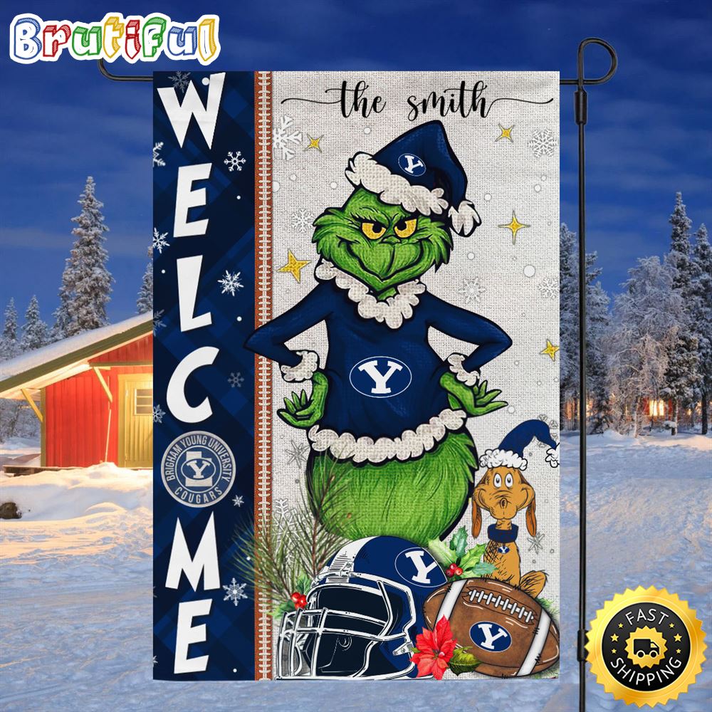 Customize NCAA BYU Garden Flag Grinch Football Christmas Welcome Garden Flag 1 ycn9hy.jpg