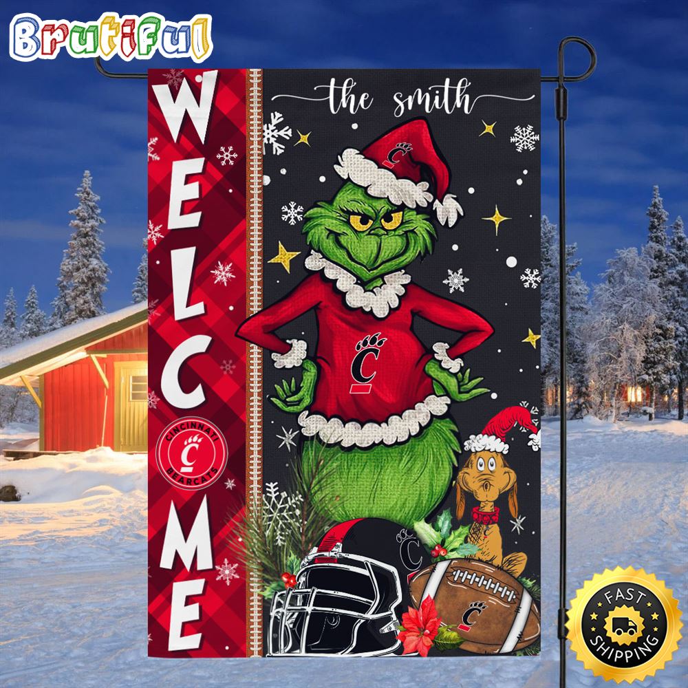 Customize NCAA Cincinnati Bearcats Garden Flag Grinch Football Christmas Welcome Garden Flag 1 bejnns.jpg