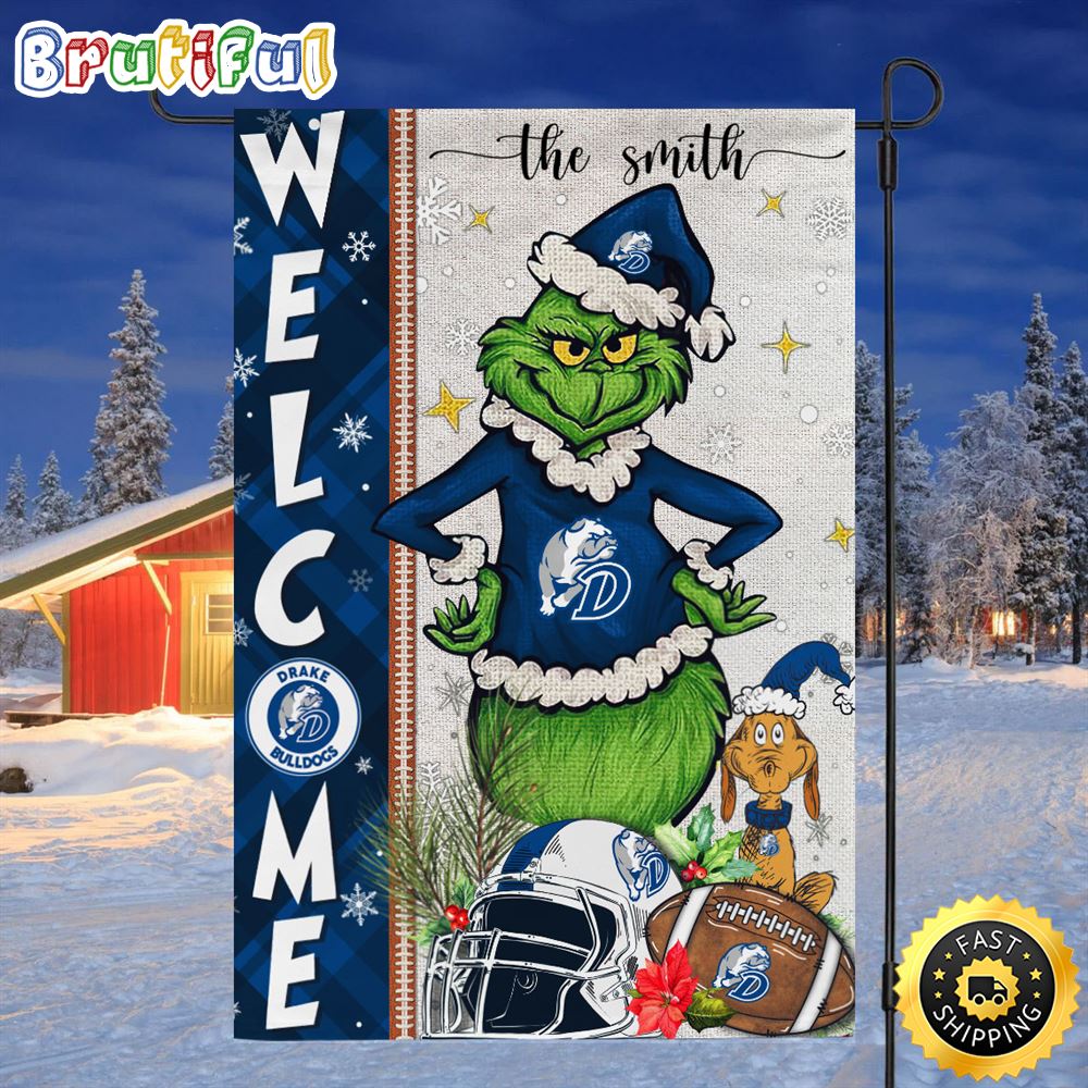 Customize NCAA Drake Bulldogs Garden Flag Grinch Football Christmas Welcome Garden Flag 1 zbg3hn.jpg