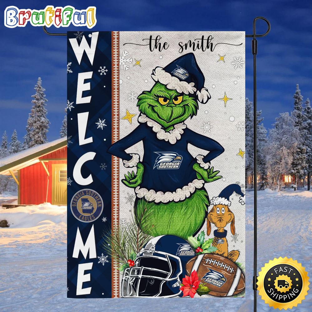 Customize NCAA Georgia Southern Eagles Garden Flag Grinch Football Christmas Welcome Garden Flag 1 tumyzm.jpg