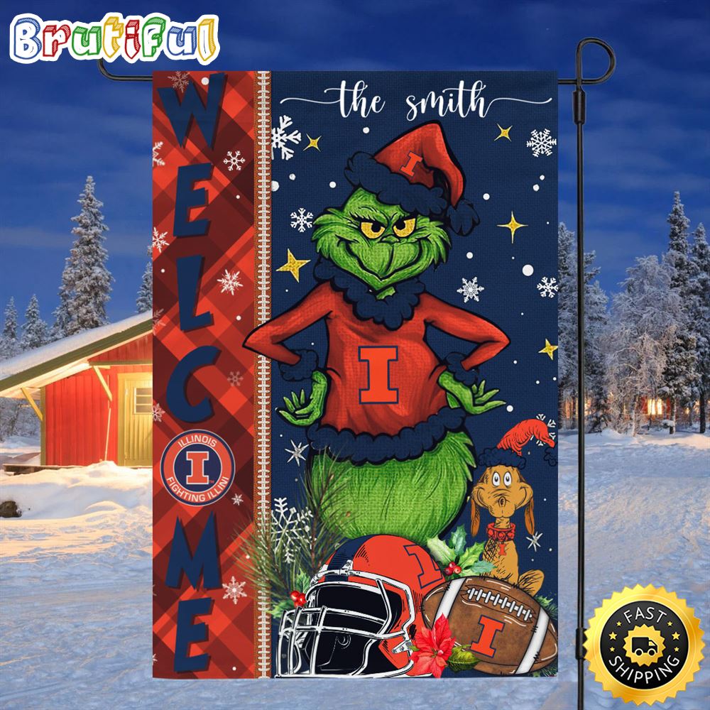 Customize NCAA Illinois Fighting Illini Garden Flag Grinch Football Christmas Welcome Garden Flag 1 rkc8yd.jpg