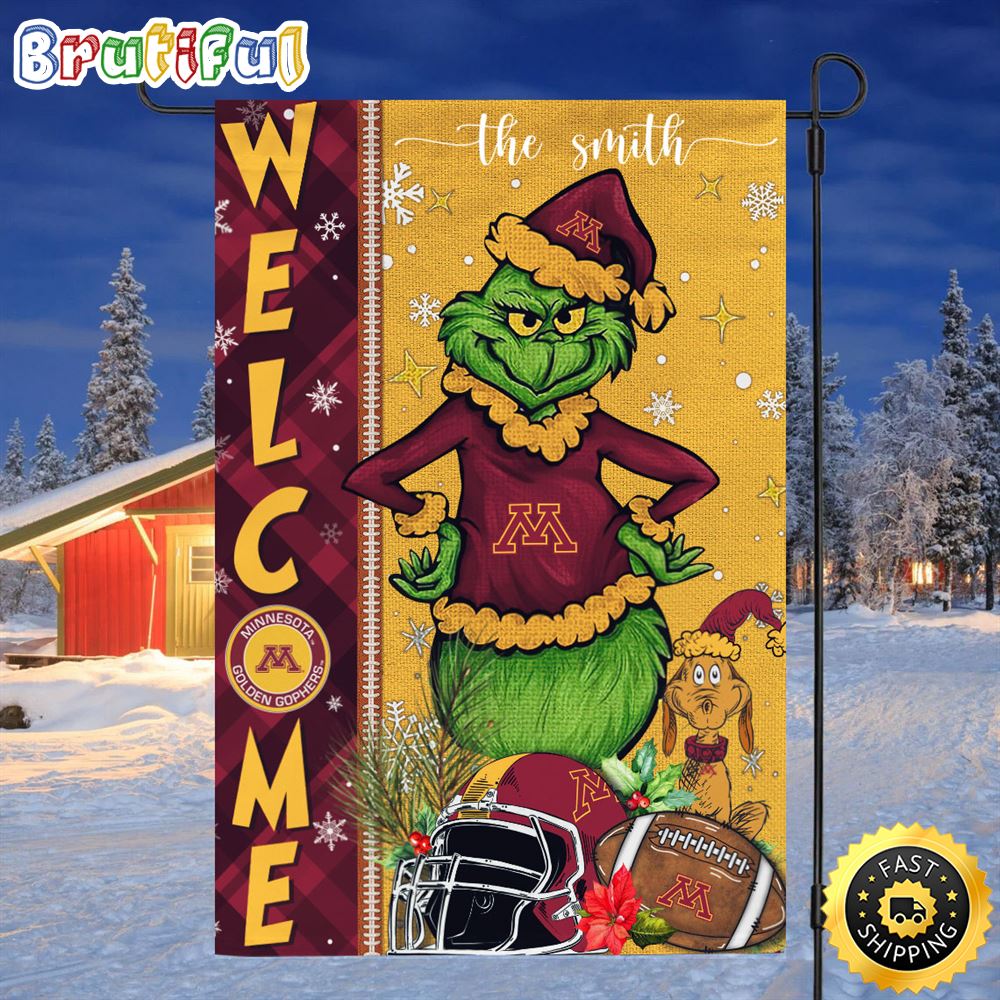 Customize NCAA Minnesota Golden Gophers Garden Flag Grinch Football Christmas Welcome Garden Flag 1 vksn6c.jpg