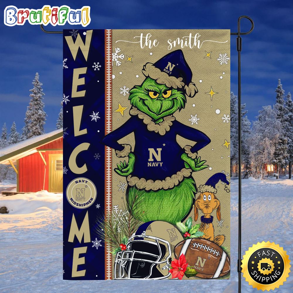 Customize NCAA Navy Midshipmen Garden Flag Grinch Football Christmas Welcome Garden Flag 1 xoxshv.jpg