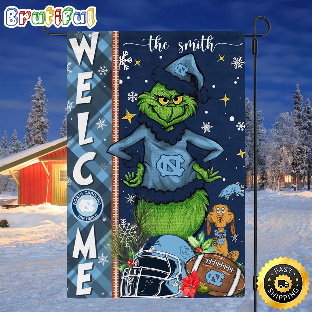 Customize NCAA North Carolina Tar Heels Garden Flag Grinch Football Christmas Welcome Garden Flag 1 pjuxeo.jpg