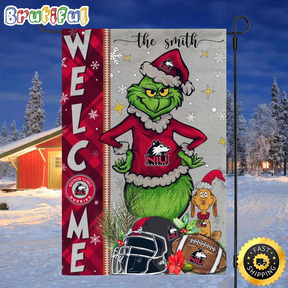Customize NCAA Northern Illinois Huskies Garden Flag Grinch Football Christmas Welcome Garden Flag 1 maqigf.jpg