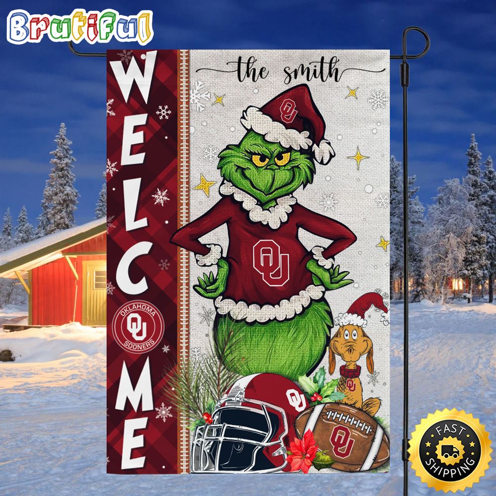 Customize NCAA Oklahoma Sooners Garden Flag Grinch Football Christmas Welcome Garden Flag 1 xwsdou.jpg