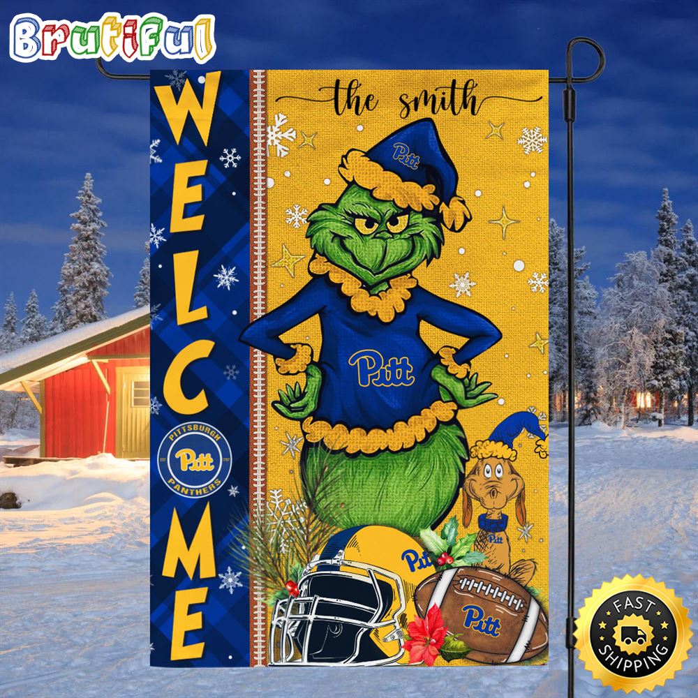 Customize NCAA Pittsburgh Panthers Garden Flag Grinch Football Christmas Welcome Garden Flag 1 p80trr.jpg