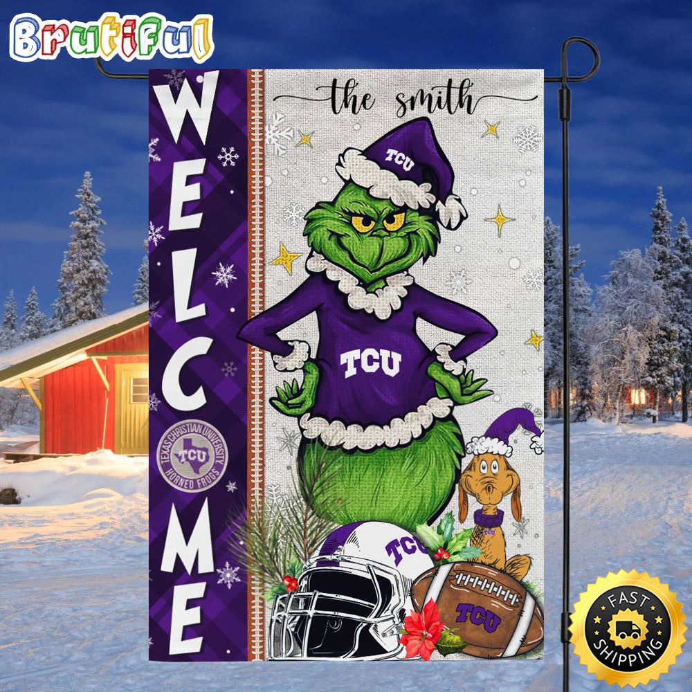 Customize NCAA TCU Horned Frogs Garden Flag Grinch Football Christmas Welcome Garden Flag 1 rrkmbu.jpg