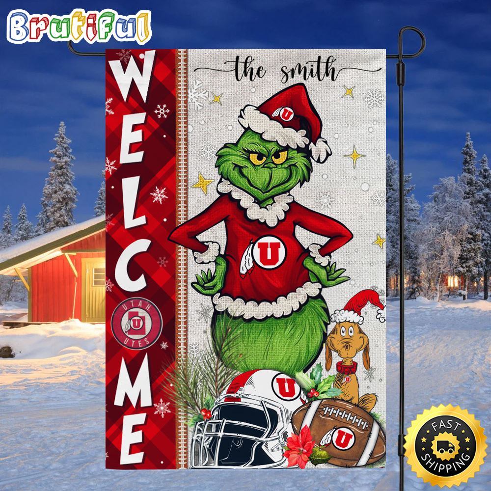 Customize NCAA Utah Utes Garden Flag Grinch Football Christmas Welcome Garden Flag 1 e7eorr.jpg
