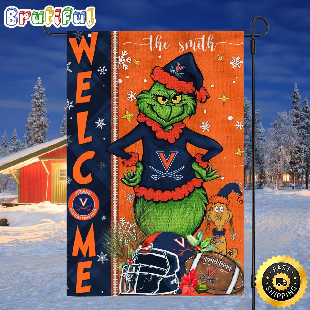 Customize NCAA Virginia Cavaliers Garden Flag Grinch Football Christmas Welcome Garden Flag 1 ssedcl.jpg