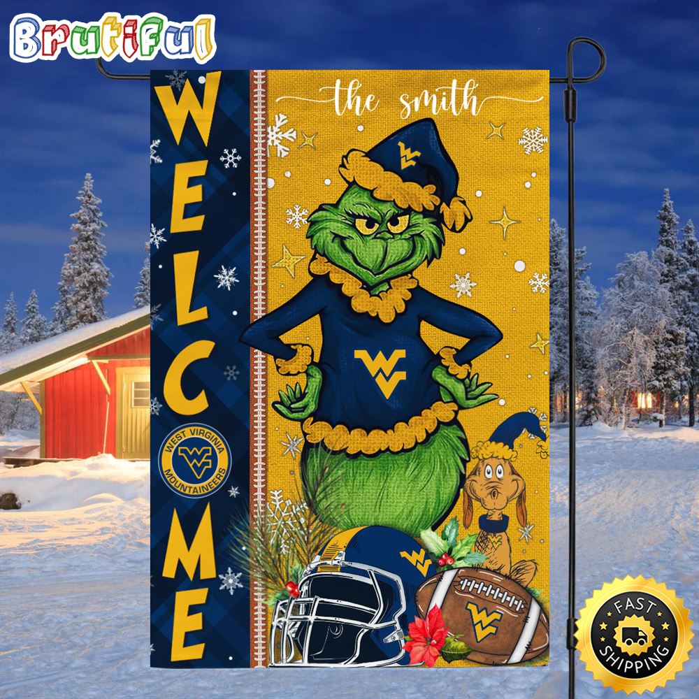 Customize NCAA West Virginia Mountaineers Garden Flag Grinch Football Christmas Welcome Garden Flag 1 w6riyt.jpg