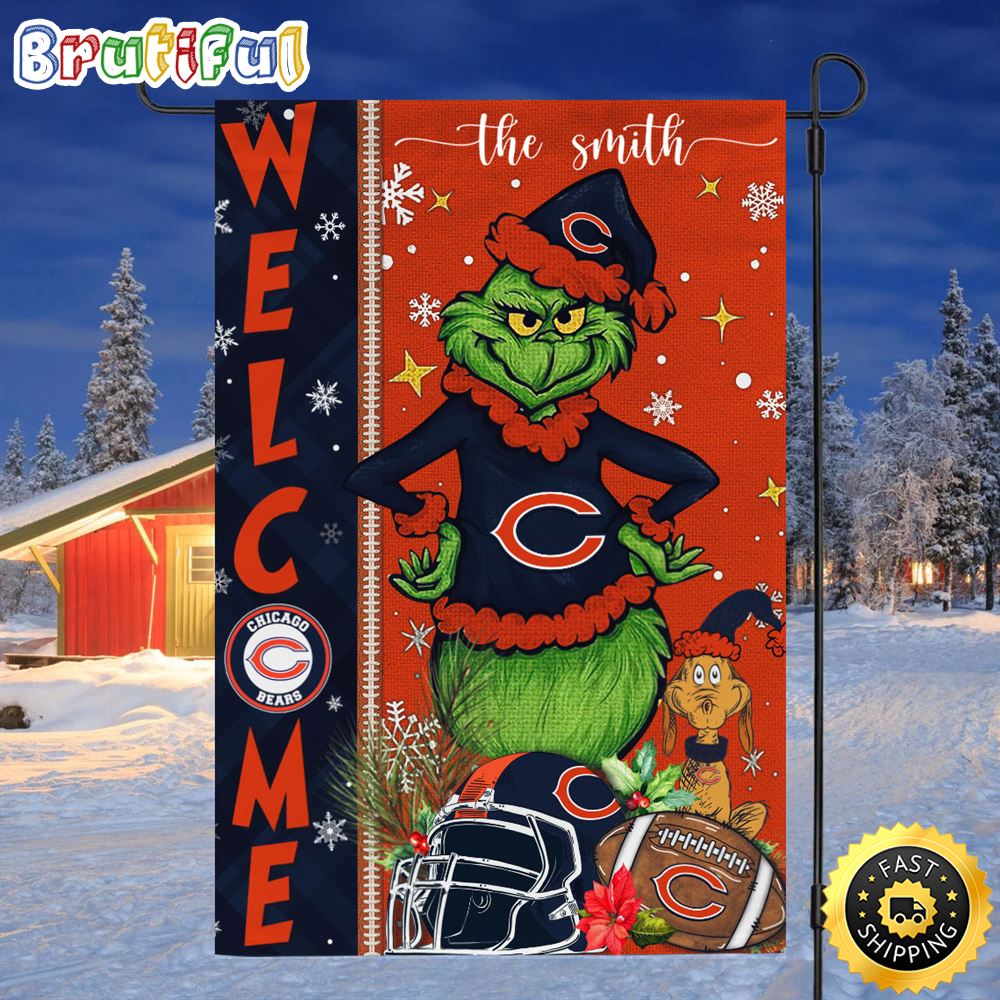 Customize NFL Chicago Bears Garden Flag Grinch Football Christmas Welcome Garden Flag 1 jfwwra.jpg