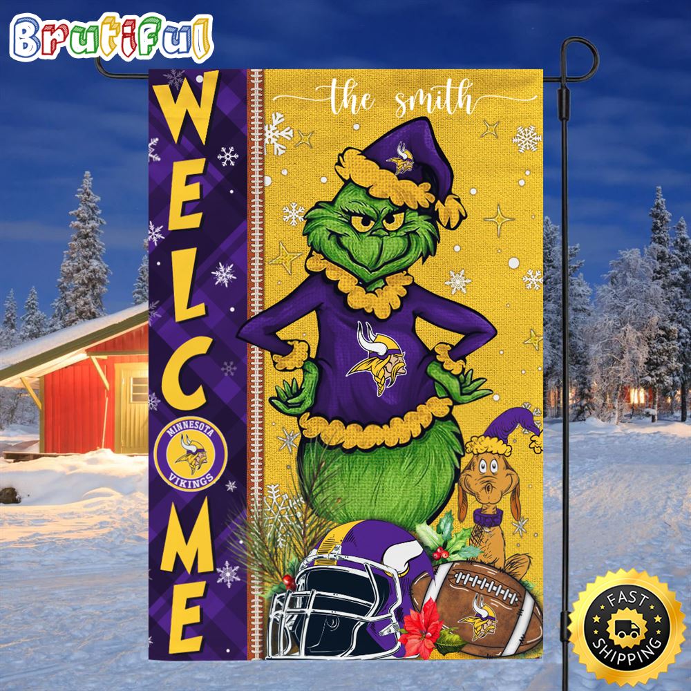 Customize NFL Minnesota Vikings Garden Flag Grinch Football Christmas Welcome Garden Flag 1 bubcmz.jpg