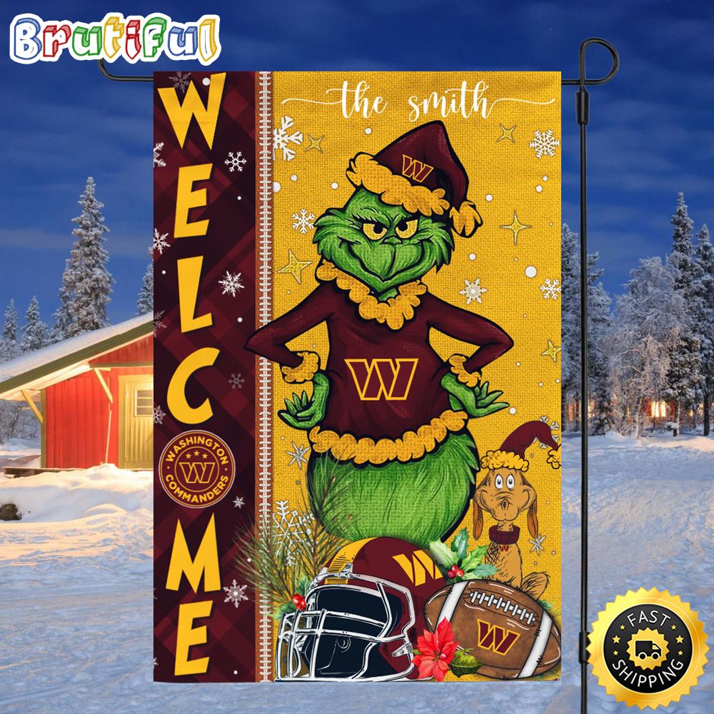 Customize NFL Washington Commanders Garden Flag Grinch Football Christmas Welcome Garden Flag 1 bsouik.jpg