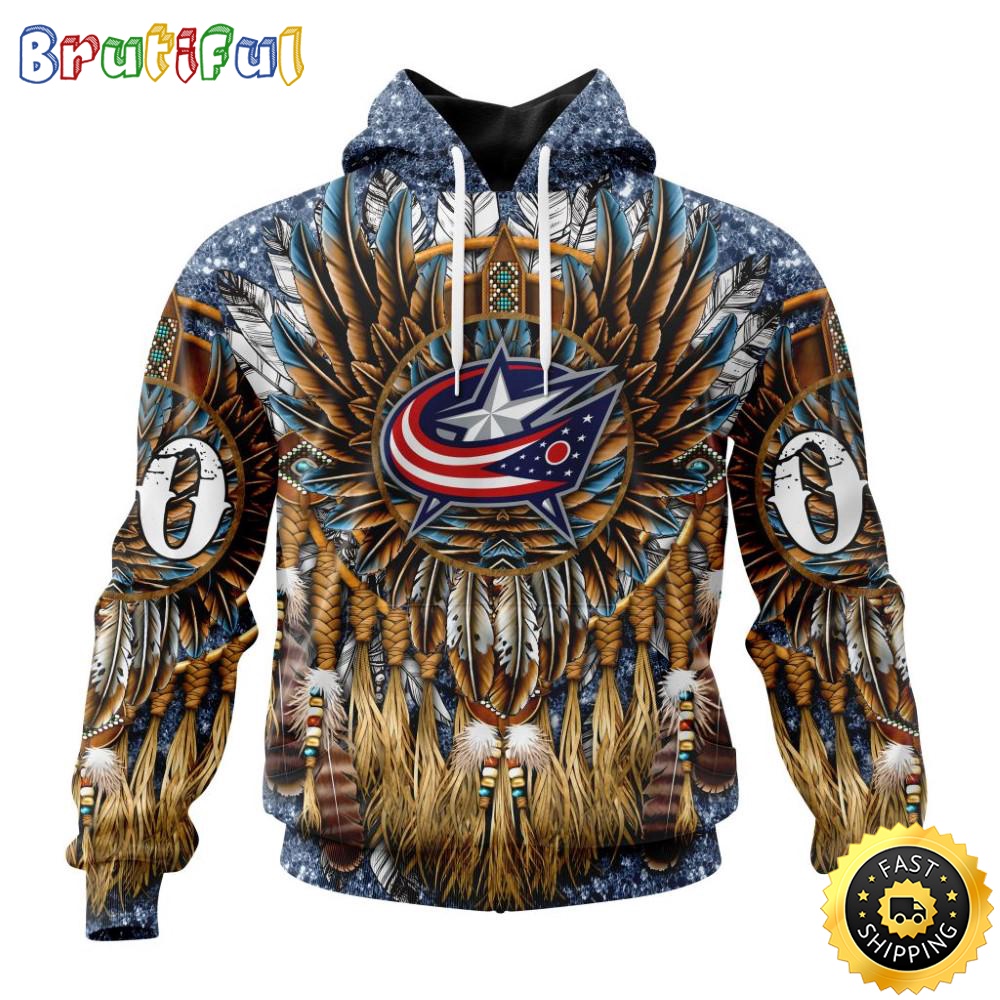 Customized NHL Columbus Blue Jackets Hoodie Special Native Costume Design 3D Hoodie Unisex Tshirt Hoodie c67dym