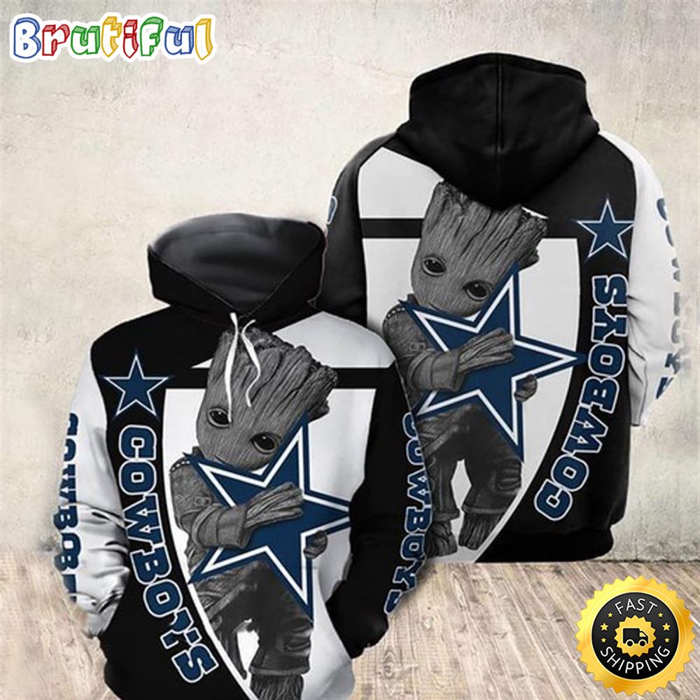 Dallas Cowboys Groot 3d Hoodie All Over Print Cool Dallas Cowboys Gifts enknlc