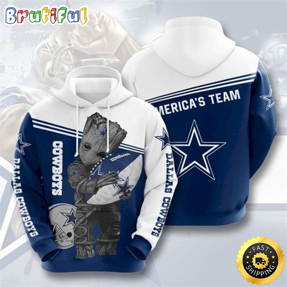 Dallas Cowboys Groot For Fan 3d Hoodie All Over Print Dallas Cowboys Christmas Gifts lnx44c