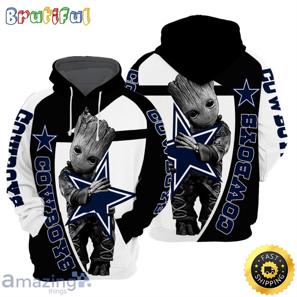 Groot Hug Dallas Cowboys Nfl Baby Groot 3d Hoodie v8c5p4