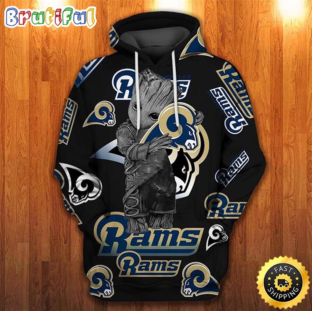 Groot Los Angeles Rams Logo 3d Hoodie wf5tyv
