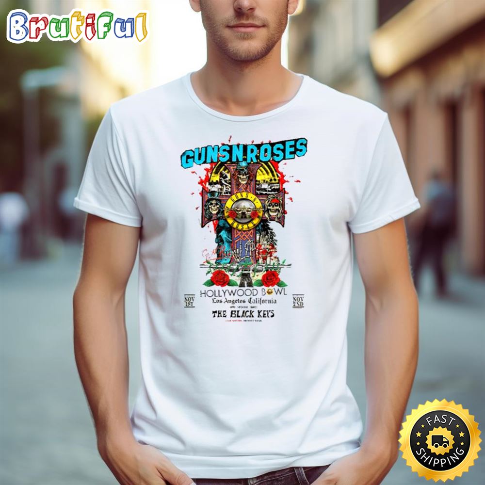 Guns N Roses Hollywood Bowl Los Angeles California With The Black Keys Live Nation 1St And 2Nd November 2023 Tour Shirt b2zzr9