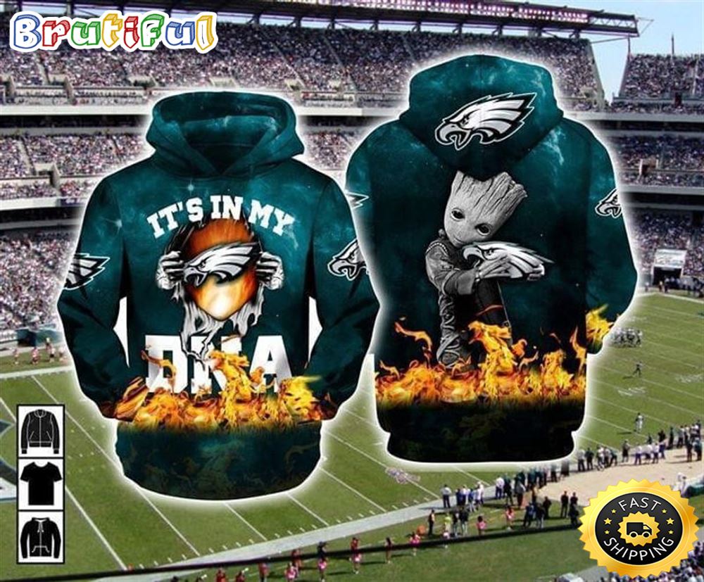 Its My Dna Philadelphia Eagles Groot 3d Hoodie All Over Printed vc7y56