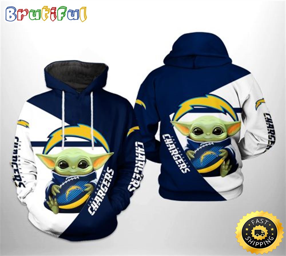 Los Angeles Chargers Nfl Baby Yoda Team 3d Printed Hoodie l9k0n6