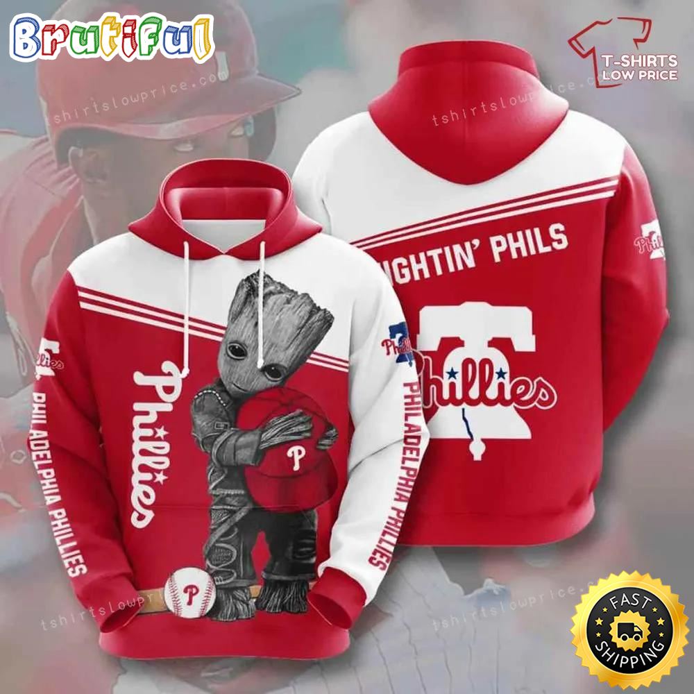 Mlb Philadelphia Phillies Groot Hold Logo 3d Hoodie Printed Zip Hoodie mq5e0f