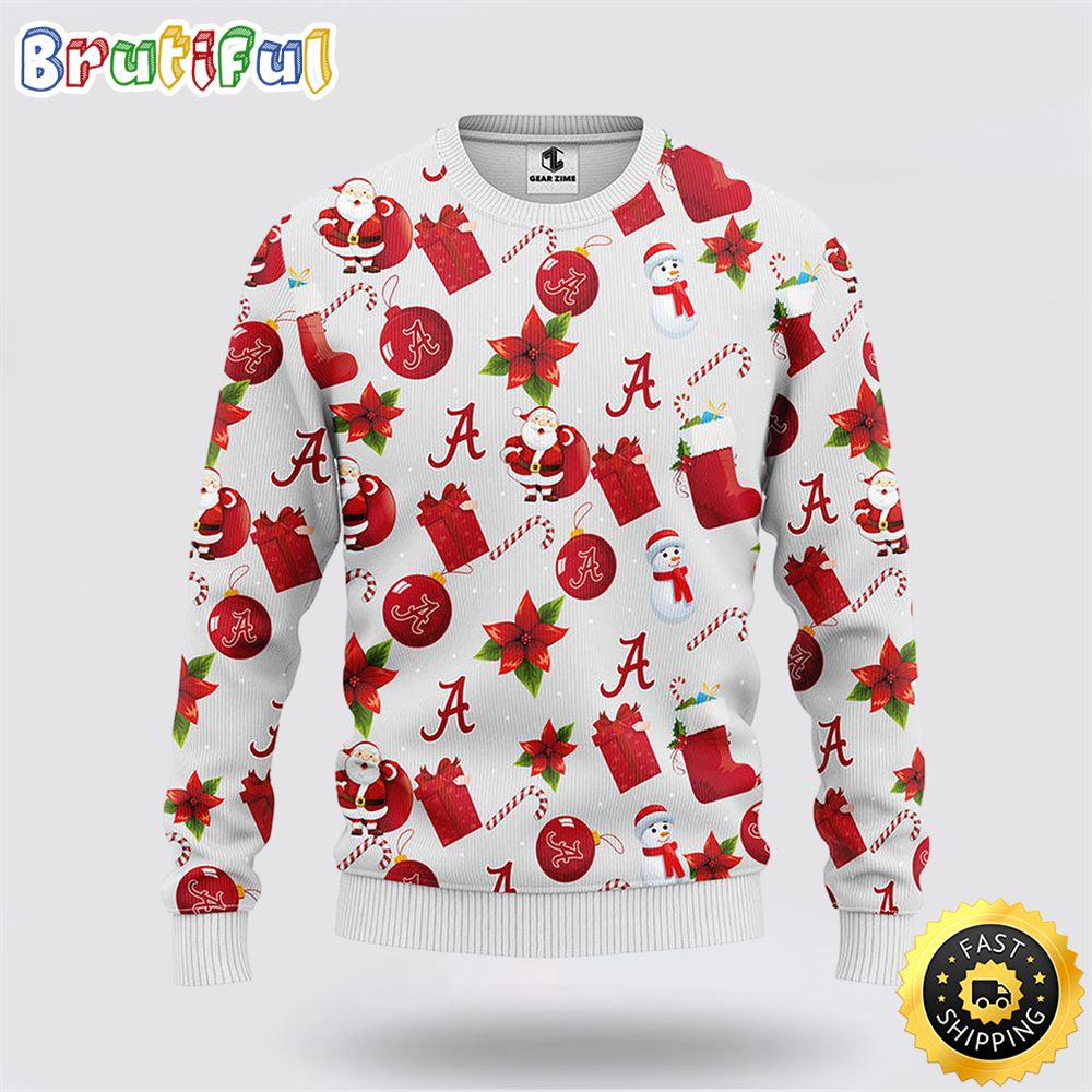 NCAA Alabama Crimson Tide Ugly Sweater Christmas Santa Snowman Sweater wnz5cs.jpg