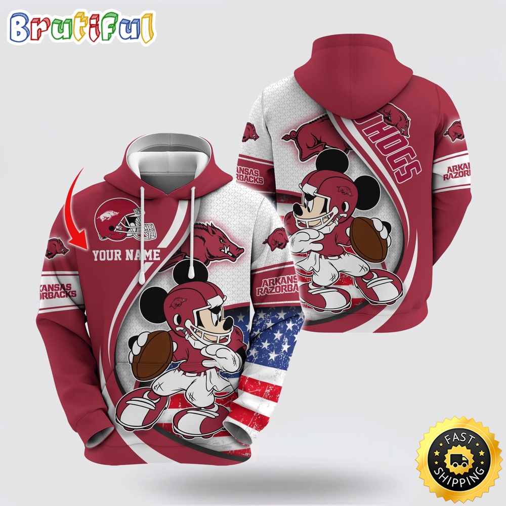 NCAA Arkansas Razorbacks Hoodie Mickey Mouse 100 Year Anniversary 1 tgu23w.jpg