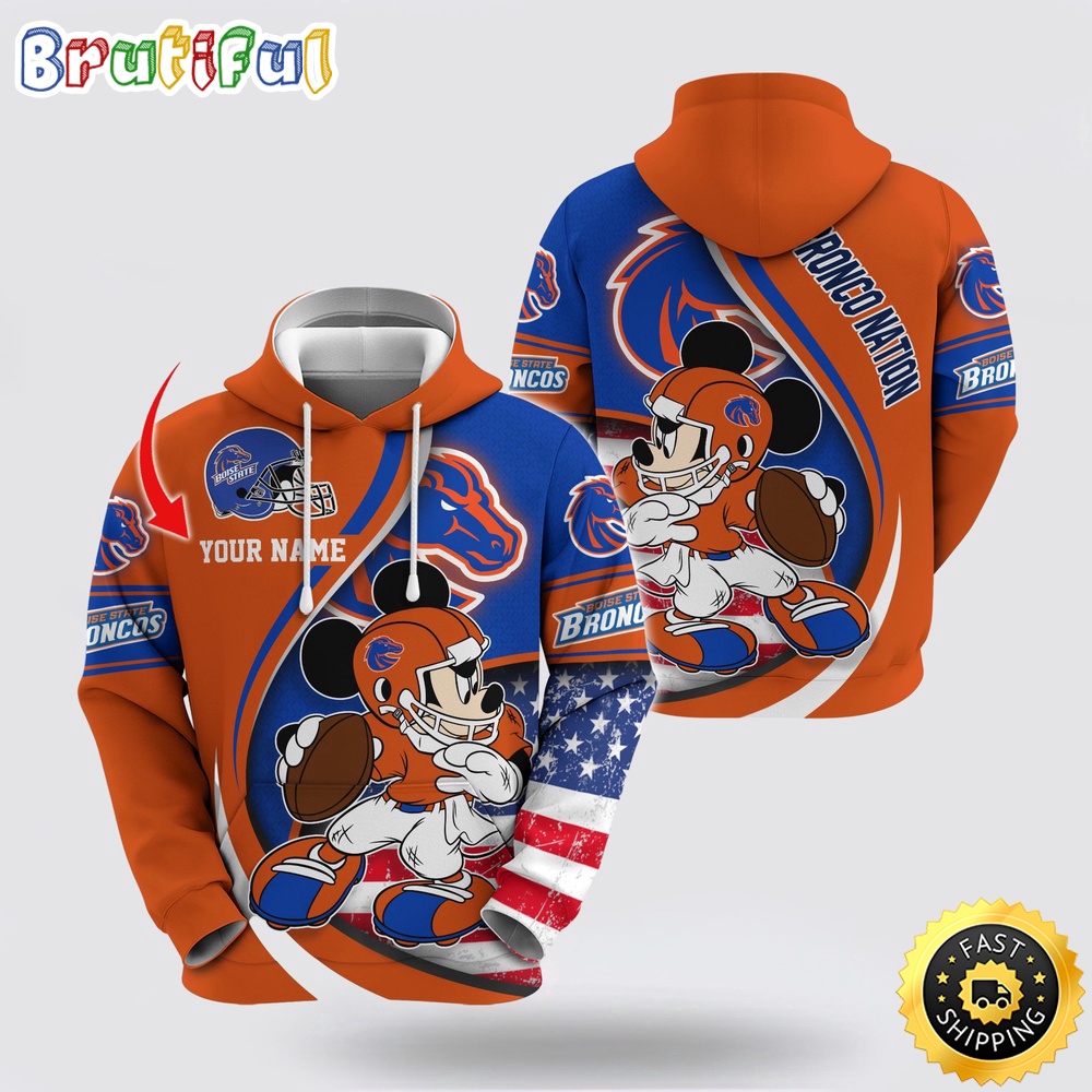 NCAA Boise State Broncos Hoodie Mickey Mouse 100 Year Anniversary NCAA Boise State Broncos Hoodie Mickey Mouse 100 Year Anniversary