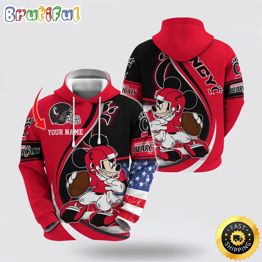 NCAA Cincinnati Bearcats Hoodie Mickey Mouse 100 Year Anniversary NCAA Cincinnati Bearcats Hoodie Mickey Mouse 100 Year Anniversary