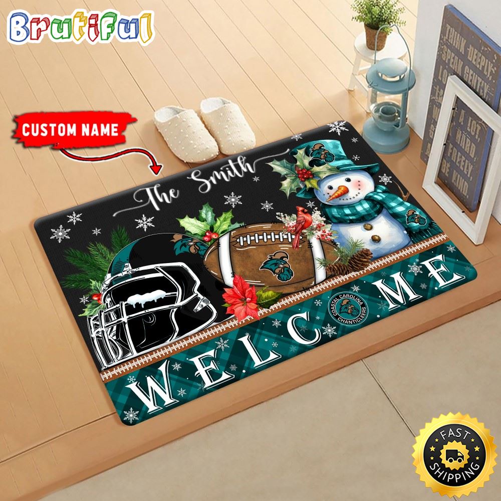 NCAA Coastal Carolina Chanticleers Doormat Welcome Christmas Custom Name Football Doormat hd6cur.jpg