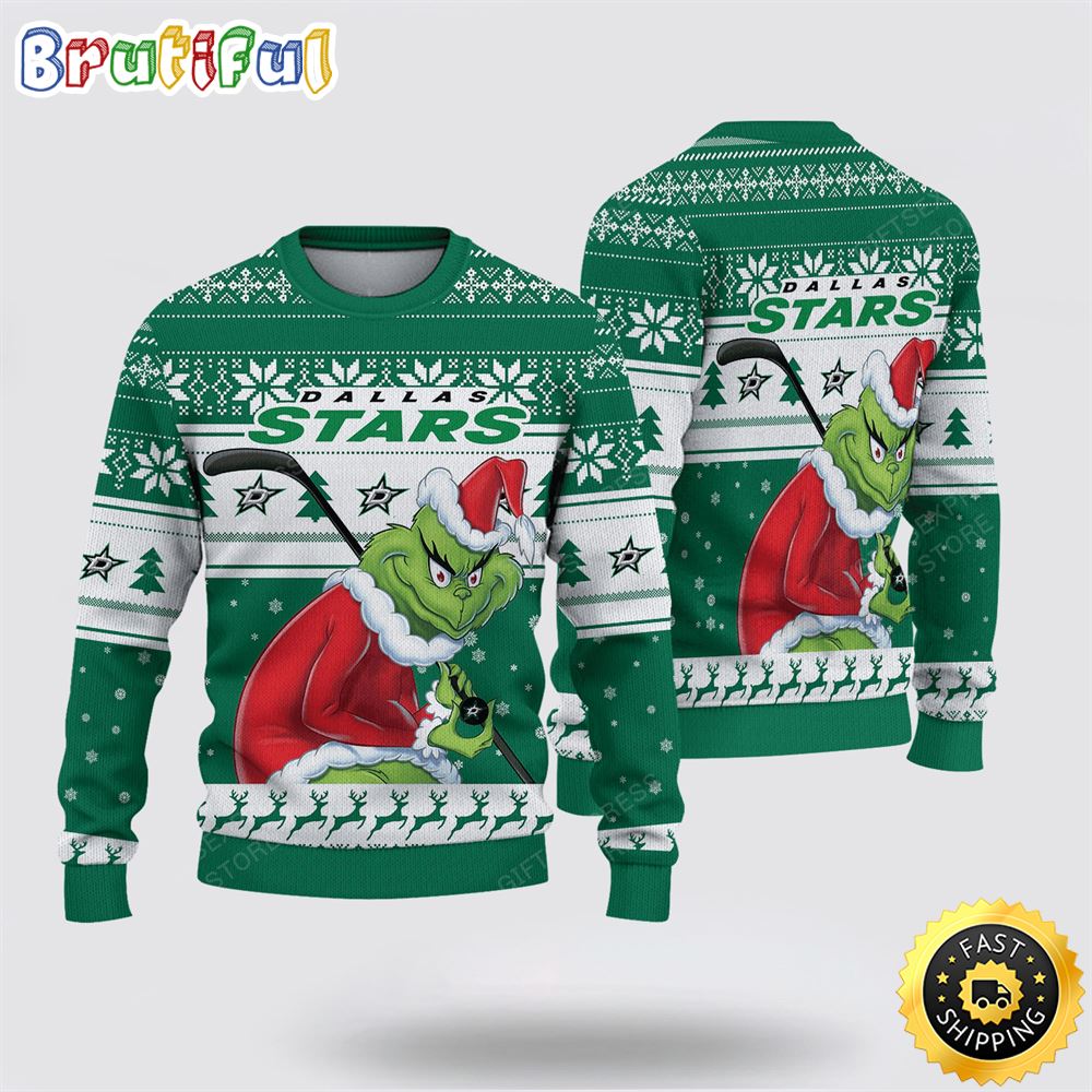 NCAA Dallas Stars Ugly Sweater Grinch Funny Christmas Football Sweater 1 pqu2ff.jpg