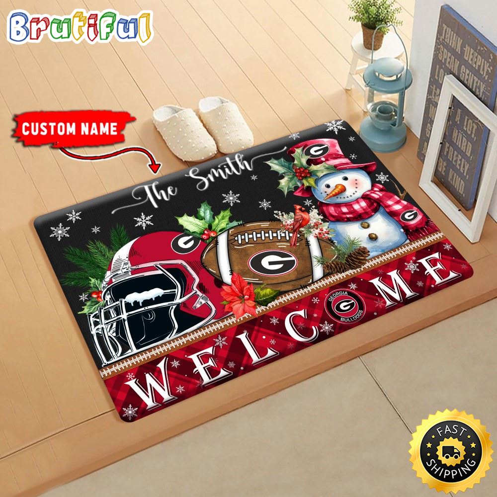 NCAA Georgia Bulldogs Doormat Welcome Christmas Custom Name Football Doormat rbqgc7.jpg
