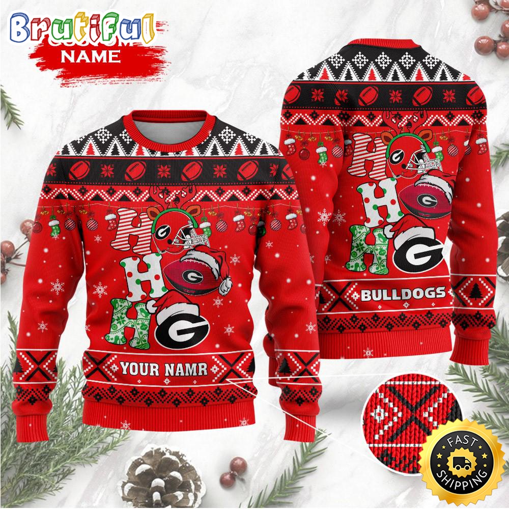 NCAA Georgia Bulldogs Ugly Sweater Custom Name Wool Sweater vnbcwa.jpg