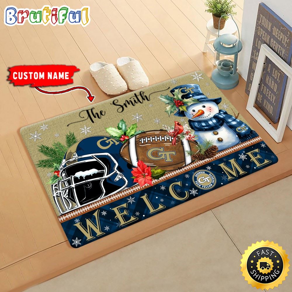 NCAA Georgia Tech Yellow Jackets Doormat Welcome Christmas Custom Name Football Doormat womnxh.jpg