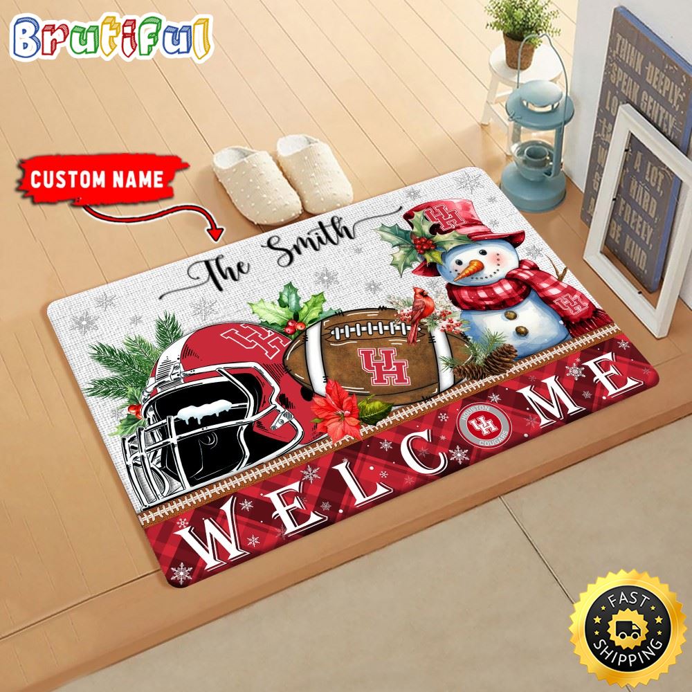 NCAA Houston Cougars Doormat Welcome Christmas Custom Name Football Doormat wkvj4x.jpg
